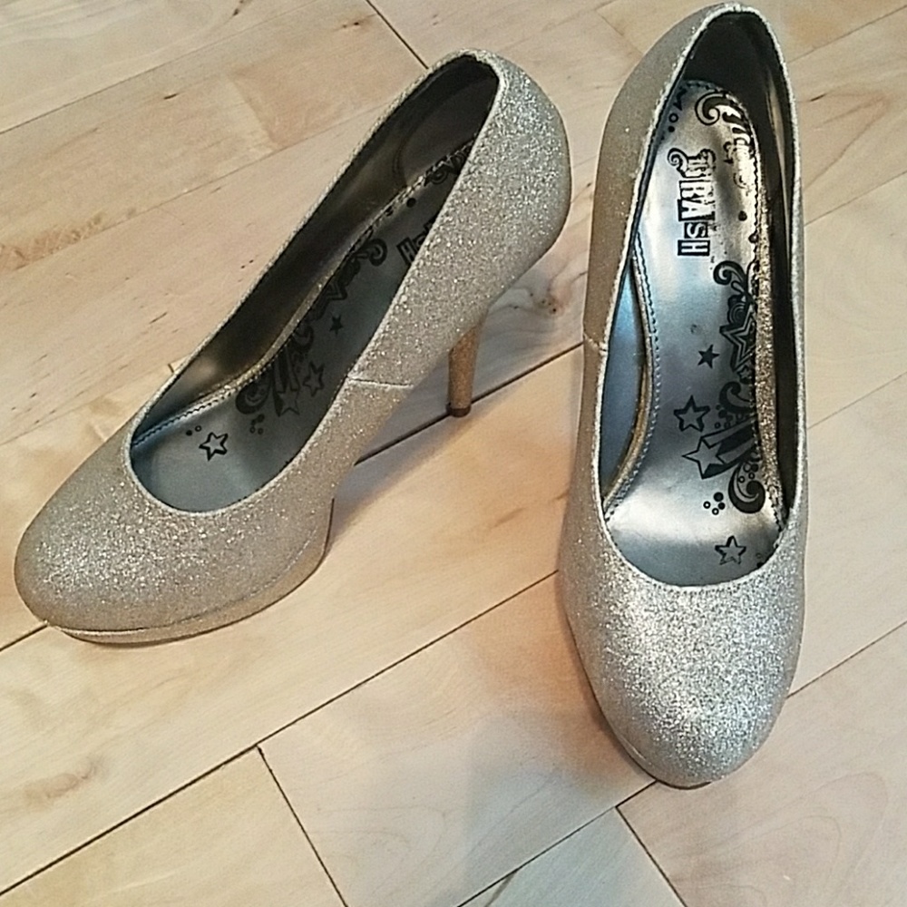 Gold Glitter Platform Heels
